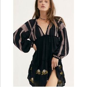 ❌SOLD Free People Wild Horses black embroidered dress